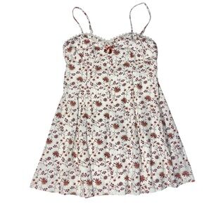 Trixxi Ivory Brown Floral Lace Sun Dress Strappy Womens Medium NWOT